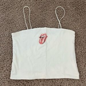 Red and White Fitted Sleeveless Crop Camisole